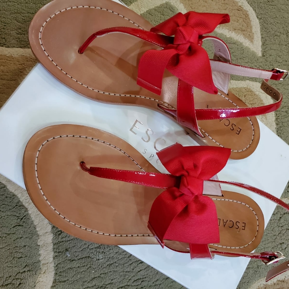 Escada Red Flat Sandals Size 41